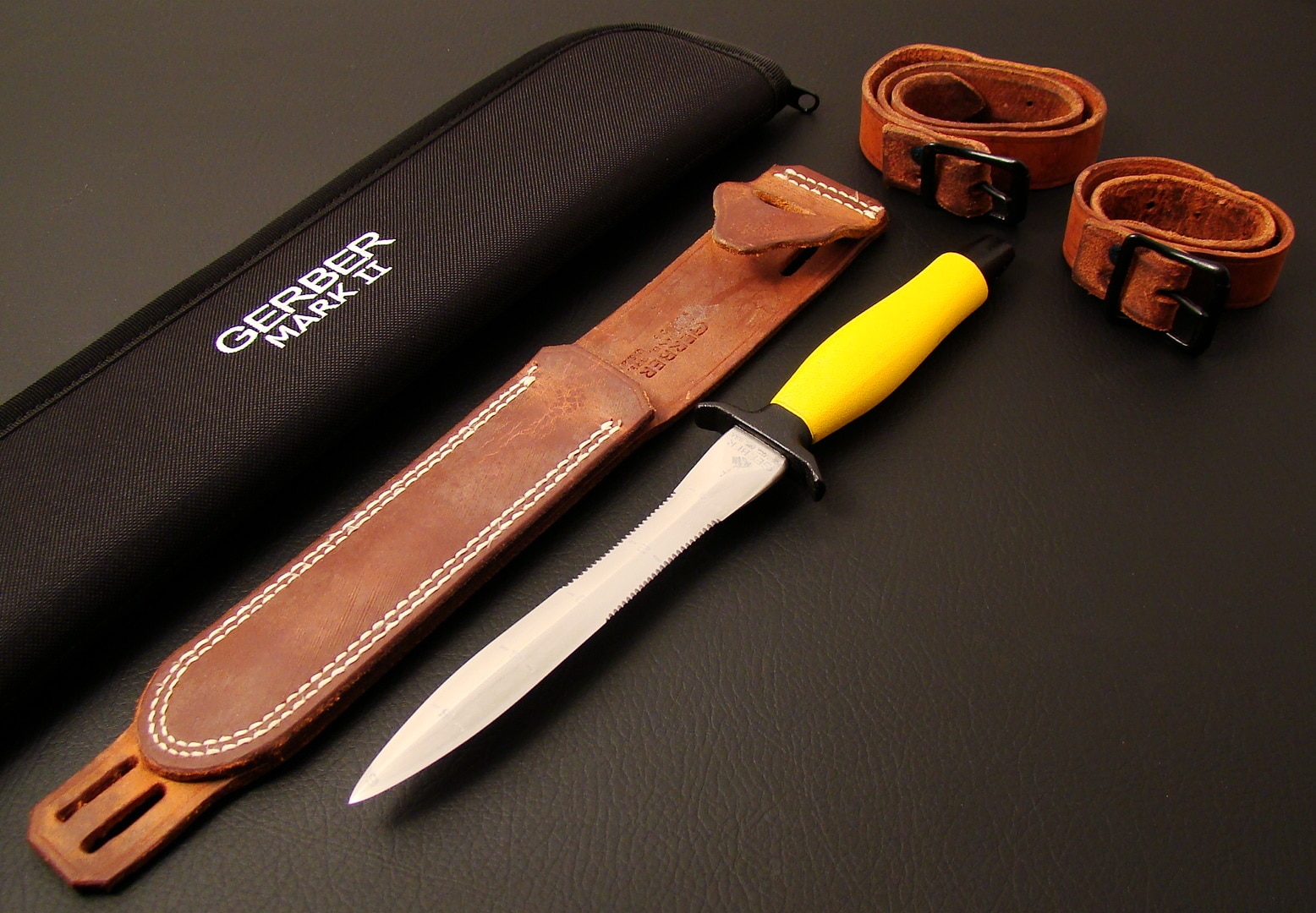 SOLD Gerber Mark II Yellow handled Diver MINT Randall Collectible Knives
