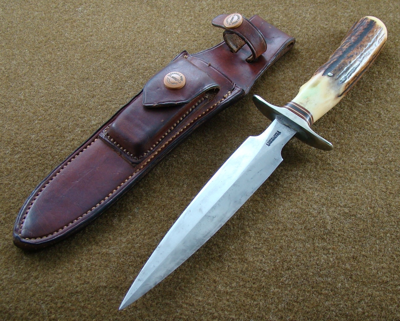 Randall Knife Model 2 7", pinned stag with right hand finger grips